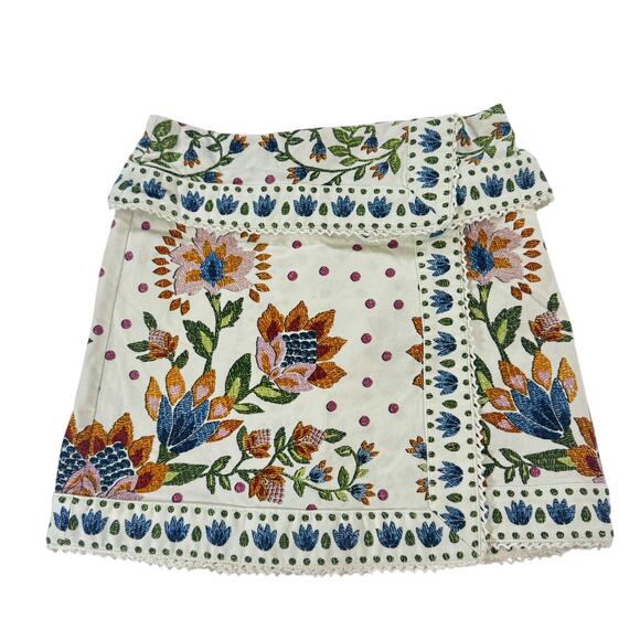 FARM Rio Summer Garden Mini Skirt Sz Small - Floral Wrap Skirt Tropical - Picture 4 of 12